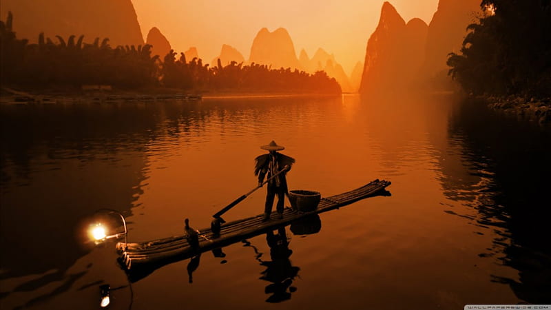 Li River in China, china, river, 1366x768, li, HD wallpaper