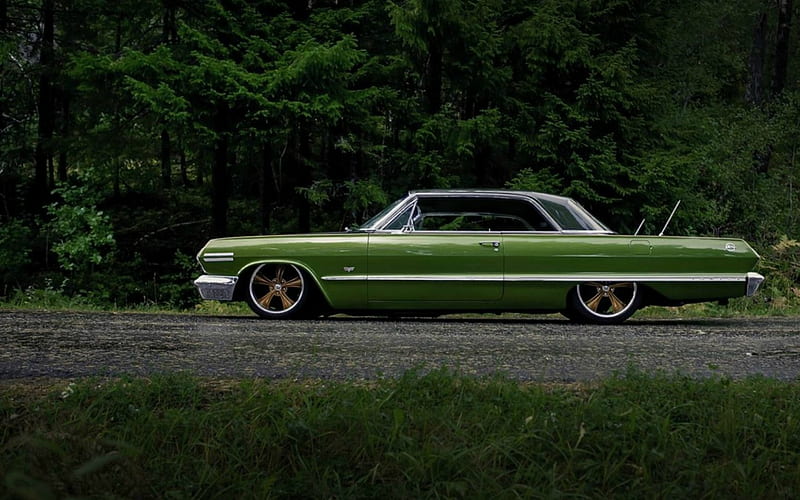 Classic Impala, Bowtie, Custom, Green, Chevy, HD wallpaper