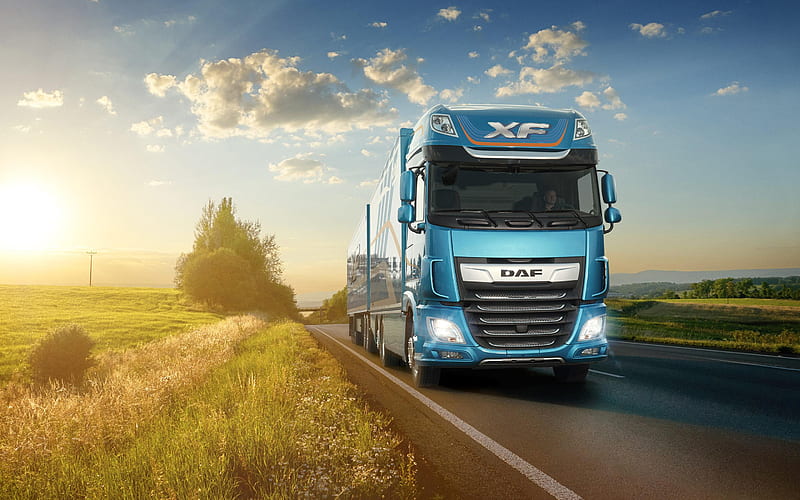 DAF XF road, Euro 6, 2018 truck, LKW, headlights, semi-trailer truck, trucks, new XF, DAF, HD wallpaper