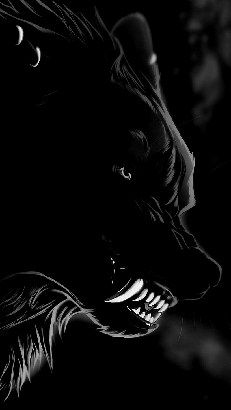 Black Screen Of Wolf, black screen, wolf, HD phone wallpaper