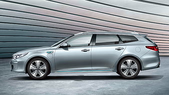 Kia Optima Sportswagon, PHEV, 2017 side view, exterior, estate, new silver Optima, electric car, Kia, HD wallpaper