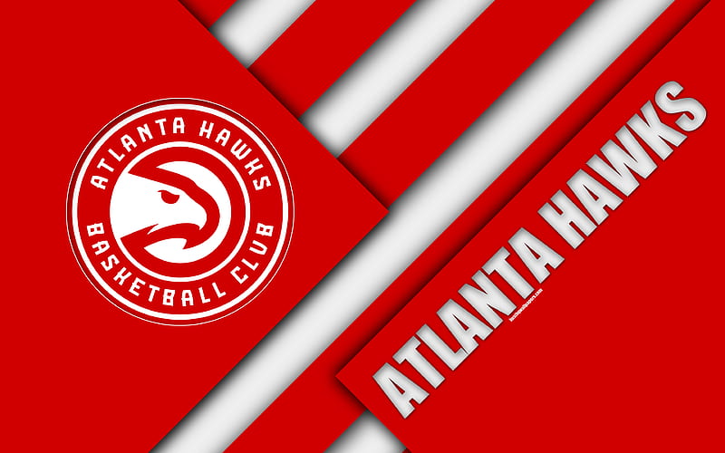 Atlanta Hawks logo, material design, American basketball club, red white abstraction, NBA, Georgia, USA, basketball, HD wallpaper