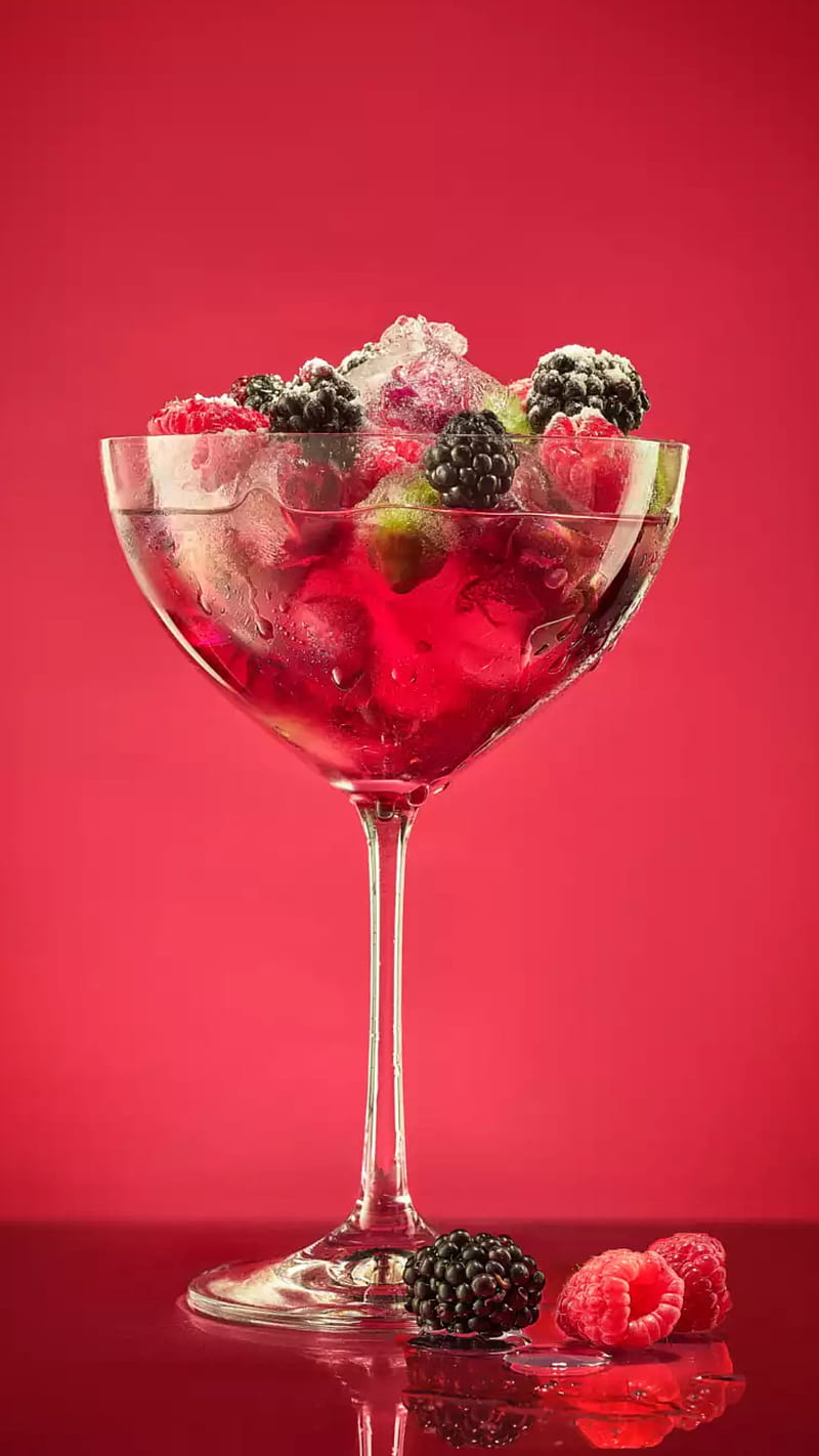 Cocktail, cup, fruit, glass, raspbarry, red, HD phone wallpaper