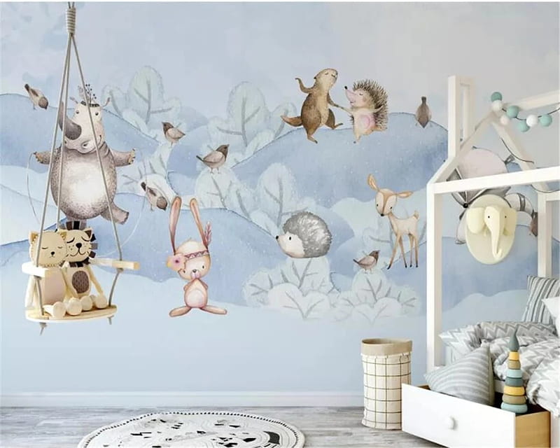 Custom 3D cartoon forest animal children's room background for walls 3 d  carta da parati ., HD wallpaper | Peakpx