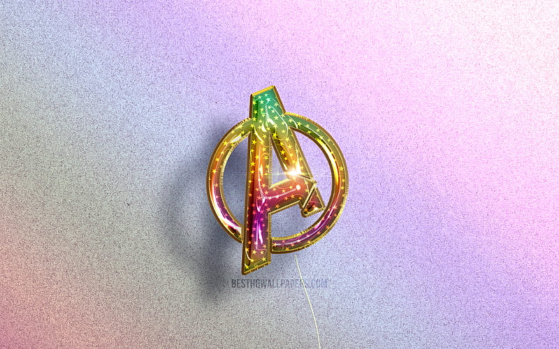 Avengers logo, superheroes, colorful realistic balloons, colorful backgrounds, Avengers 3D logo, creative, Avengers, HD wallpaper