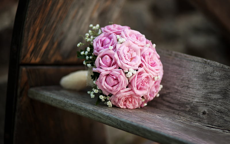 pink roses, rose bouquet, wedding bouquet, bridal bouquet, roses, HD wallpaper