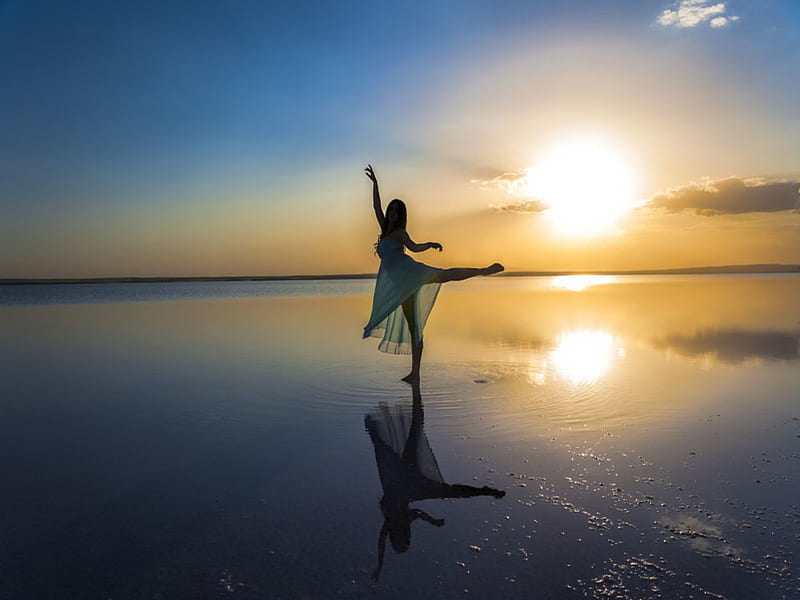 ლ, Girl, beach, Dancing, Sunset, HD wallpaper