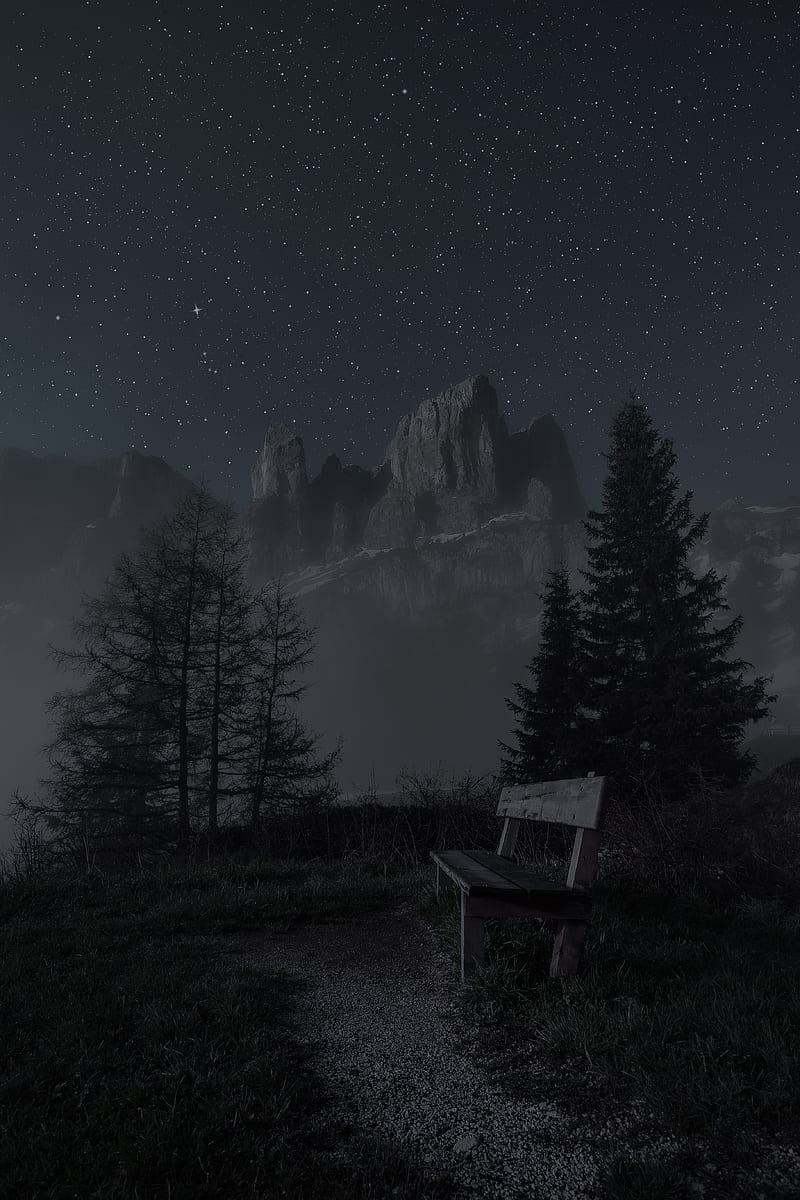 Empty Bench during Night Time, HD phone wallpaper