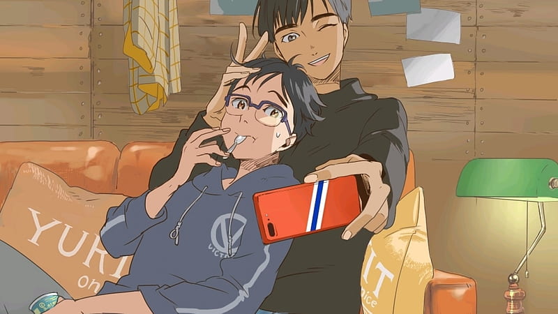 yuri on ice, yuri, selfie, yuuri, HD wallpaper yuri on ice, yuri, selfie, yuuri, HD wallpaper