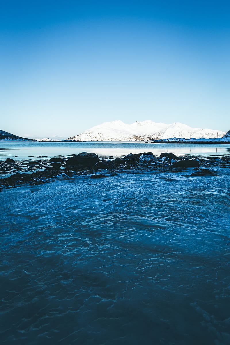 glacier, water, ice, lake, sky, horizon, HD phone wallpaper