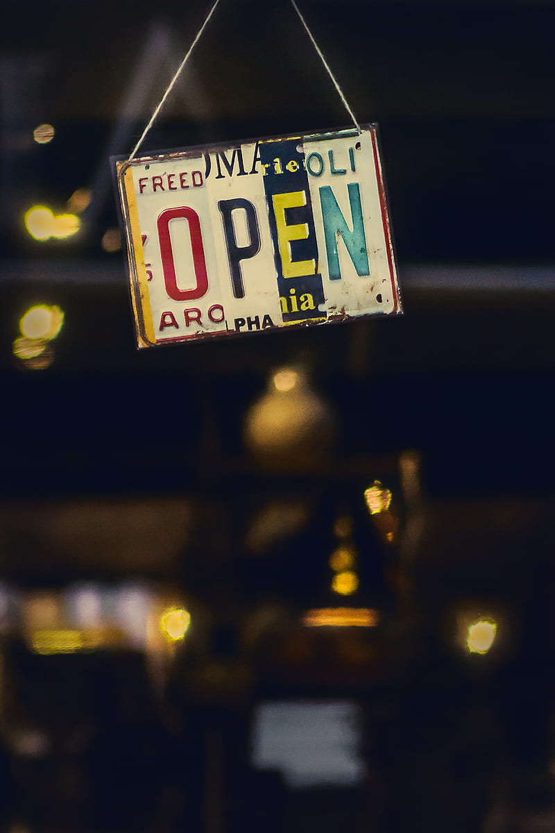 selective focus graphy of licensed plate with open text hanged, HD phone wallpaper