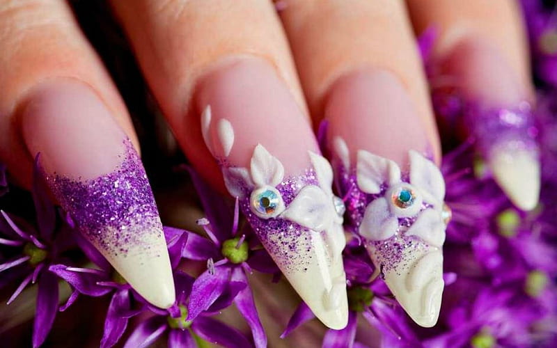 stylish design of manicure on long beautiful nails Stock Photo - Alamy