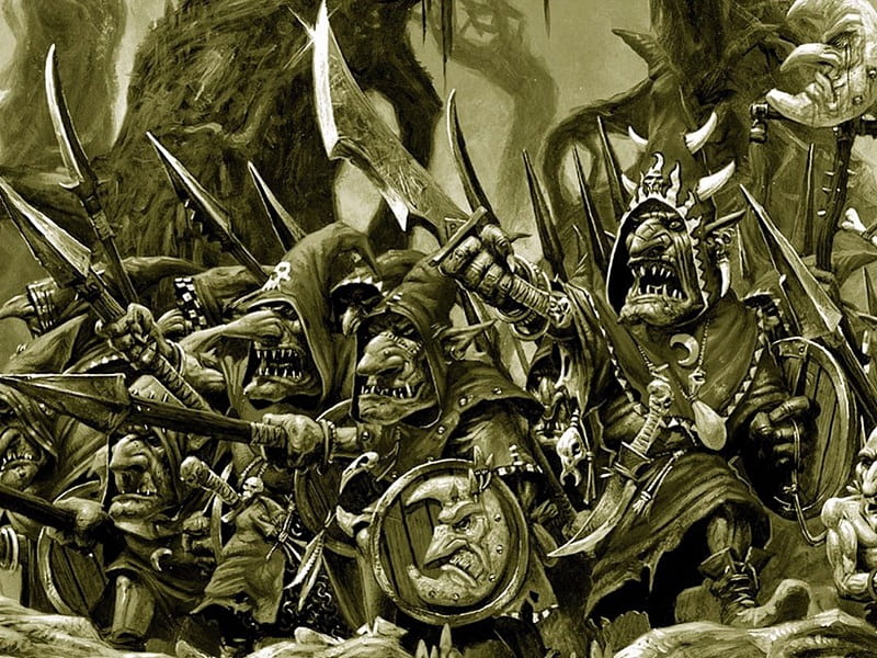 goblins, armor, weapons, fantasy, HD wallpaper