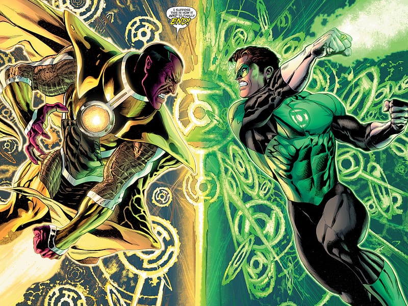 Green Lantern, Comics, Superhero, Dc Comics, Hal Jordan, Sinestro (Dc Comics), Yellow Lantern, Green Lantern Corps, HD wallpaper