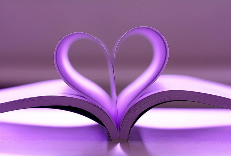 Book Of Love, cute, object, purple, love, heart, book, HD wallpaper