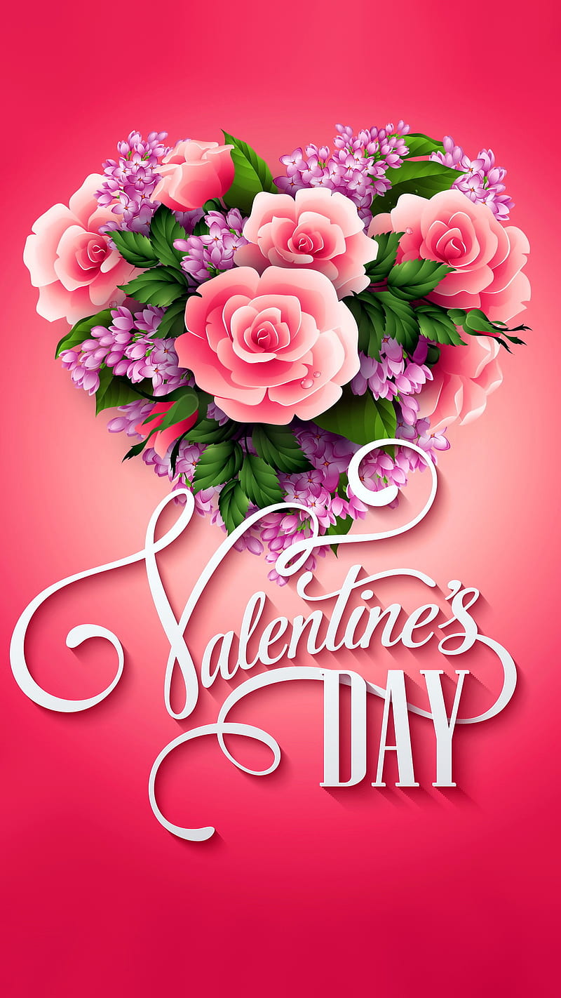 Valentines Day, floral, heart, roses, HD phone wallpaper