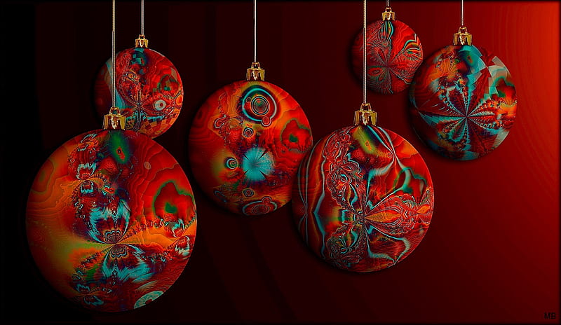 Psychedelic Ornaments, colorful, Christmas, Yule, Ormaments, HD wallpaper