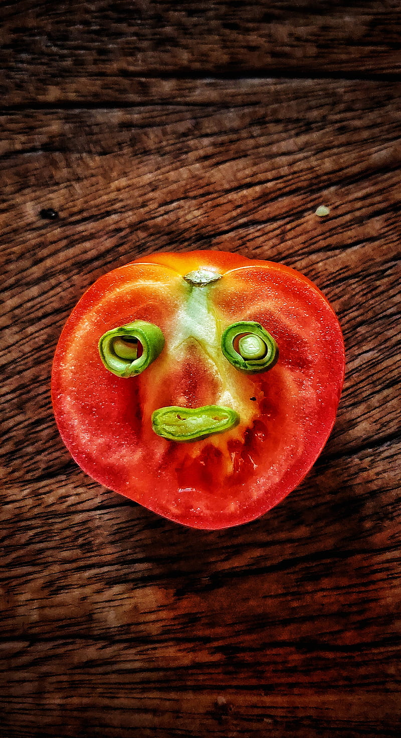 vegetable art, green chilly, smiley, tomato, vegetable, HD phone wallpaper