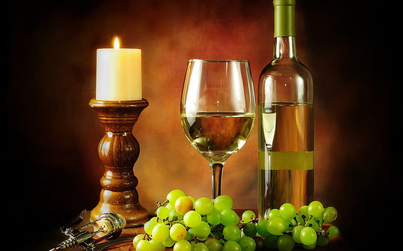 Wine, candle, pretty, lovely, romantic, romance, glasses, bonito, candles, grapes, still life, glass, graphy, beauty, light, HD wallpaper