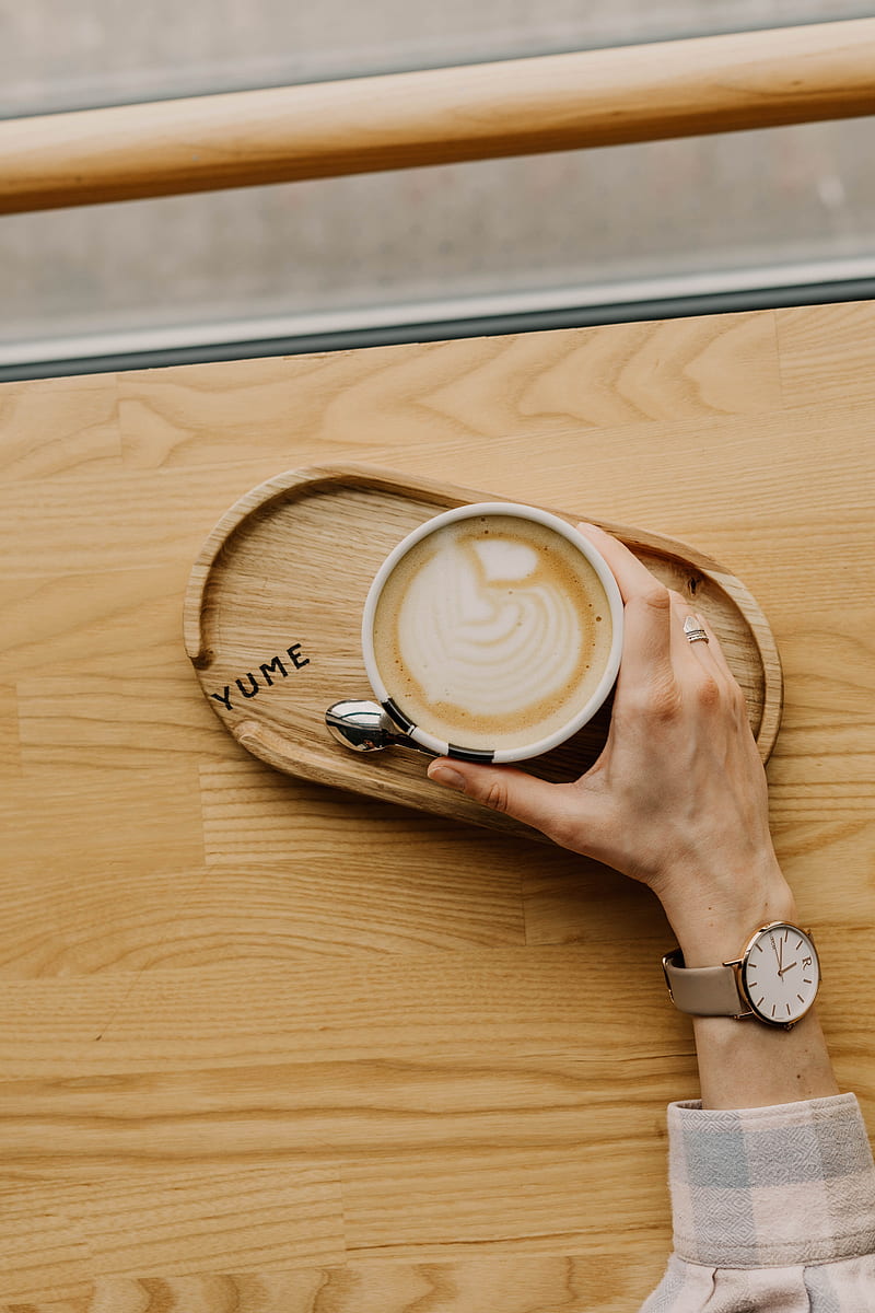 coffee, hand, watch, wooden, HD phone wallpaper