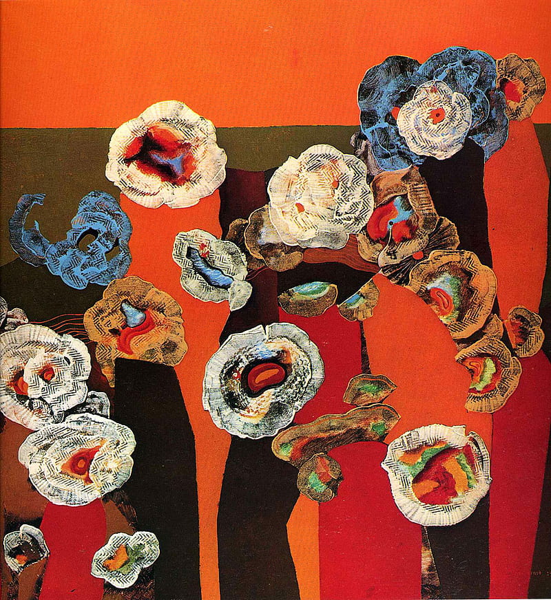 Collage Of Flowers - A surrealist max ernst art, HD phone wallpaper