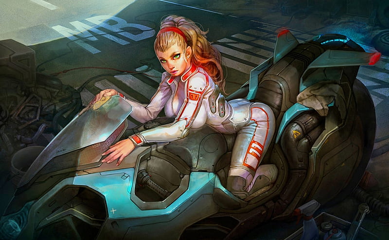 Racer Sci Fi Future Women Motorcycle Hd Wallpaper Peakpx