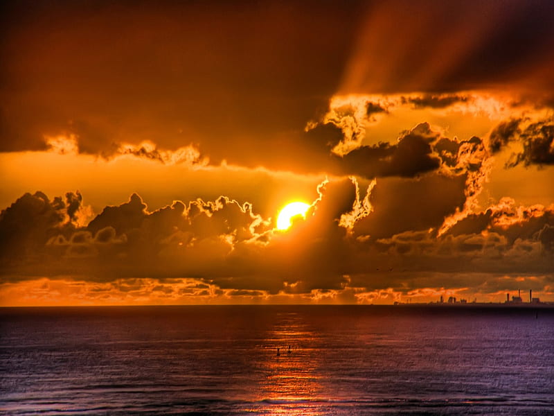 Fire sky, sunset, cloud, sky, sea, HD wallpaper | Peakpx