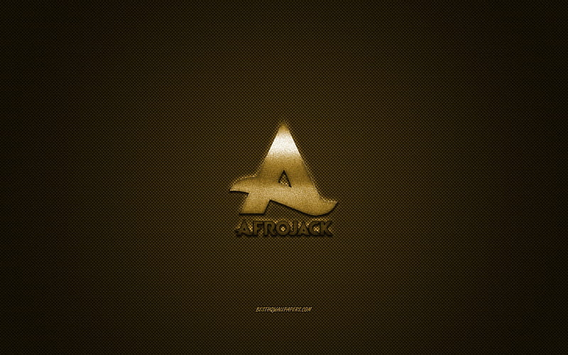 Afrojack logo, golden shiny logo, Afrojack metal emblem, Dutch DJ, Nick van de Wall, golden carbon fiber texture, Afrojack, brands, creative art, HD wallpaper