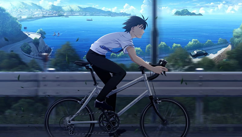 Free Vector  Hand drawn anime girl riding a bike