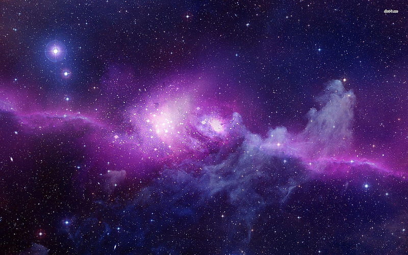Purple Galaxy, stars, purple, purple clouds, galaxy, HD wallpaper