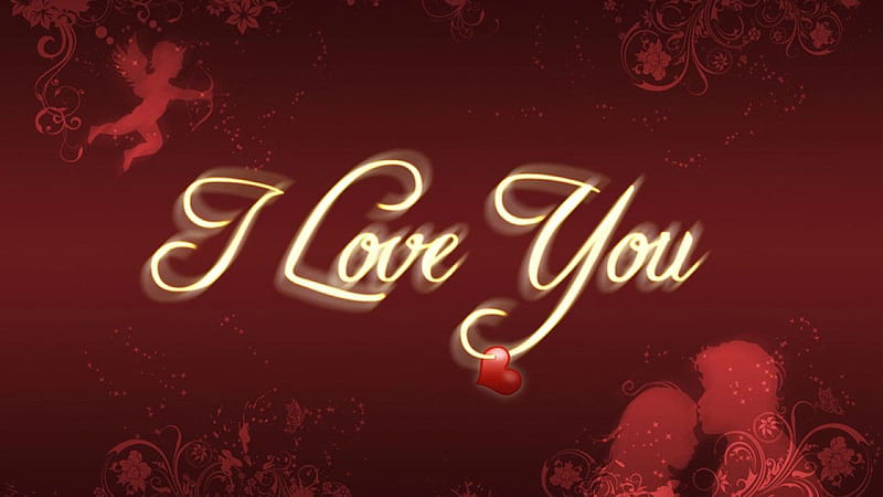 I Love You Text With Background Of Lovers Angel And Texture I Love, HD wallpaper