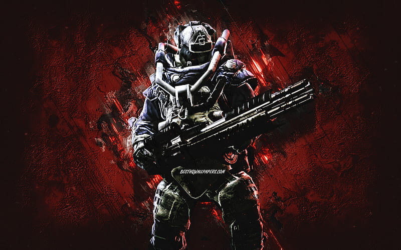 Juggernaut, Warface, red stone background, Juggernaut character, Warface characters, Juggernaut skin, HD wallpaper