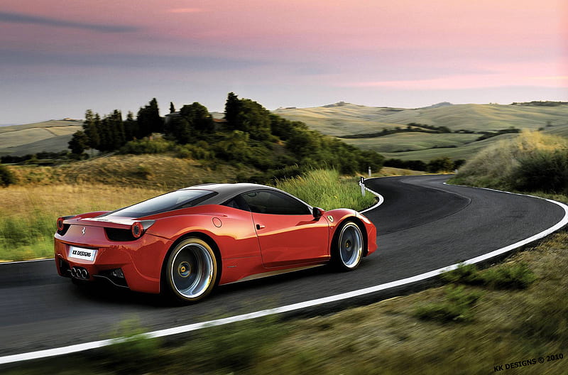 Ferrari 458 Italia, by kk, ferrari italia, ferrari , virtual tuning, speed, kk designs, red ferrari, ferrari, veilside, ferrari tuning, deep rims on ferrari, ferrari rims, HD wallpaper