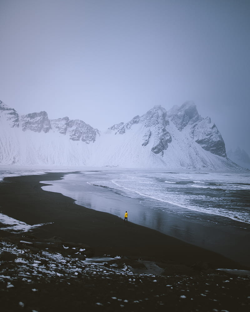 glacier, coast, snow, loneliness, iceland, HD phone wallpaper