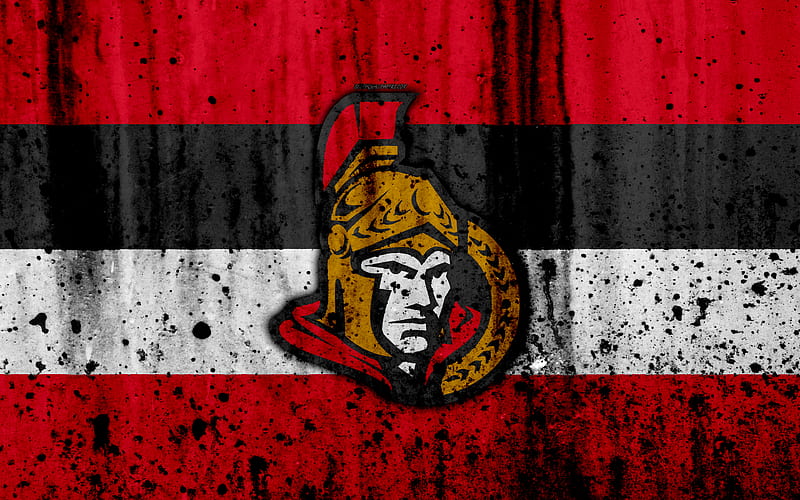 Ottawa Senators, grunge, NHL, hockey, art, Eastern Conference, USA, logo, stone texture, Atlantic Division, HD wallpaper
