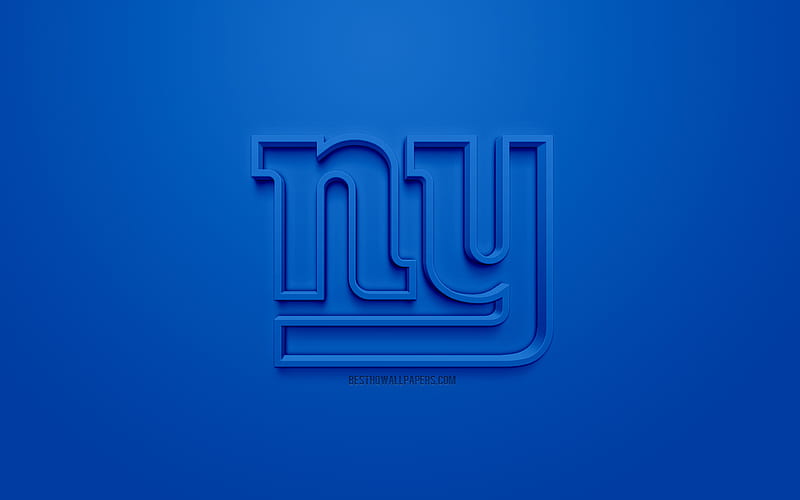 New York Giants, American football club, creative 3D logo, blue background, 3d emblem, NFL, East Rutherford, New Jersey, USA, National Football League, 3d art, American football, 3d logo, HD wallpaper
