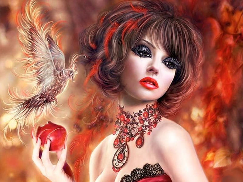 Fantastic Girl Apple Fantasy 3d Bird Color Abstract Hd Wallpaper Peakpx