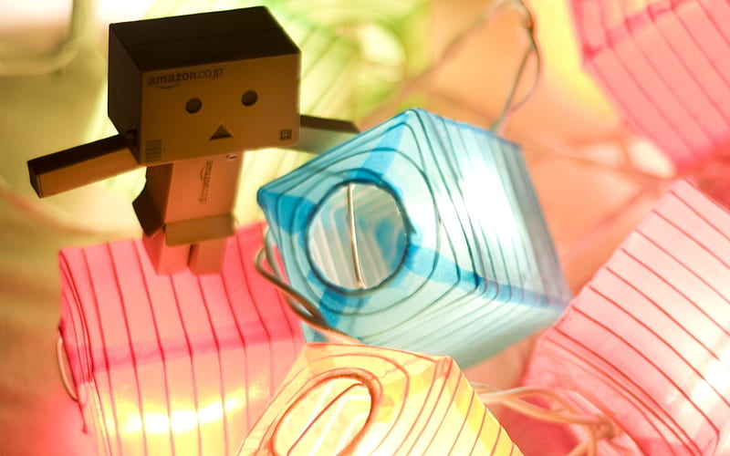 lights multi-colored shadow-Danboard boxes robot, HD wallpaper