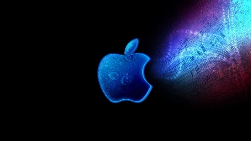 Apple Mac Brand Logo Bright Shadow MacBook Air . AllMac, Blue and Black Apple, HD wallpaper