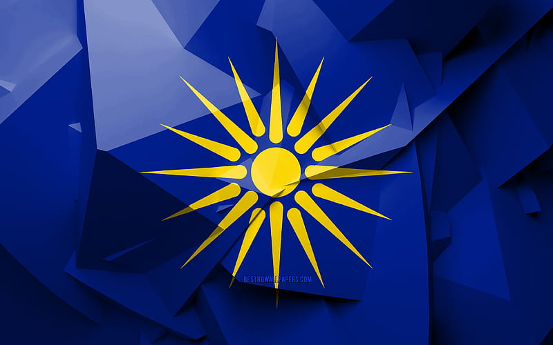 Flag of Macedonia, geometric art, Regions of Greece, Macedonia flag, creative, greek regions, Macedonia Region, administrative districts, Macedonia 3D flag, Greece, Macedonia, HD wallpaper