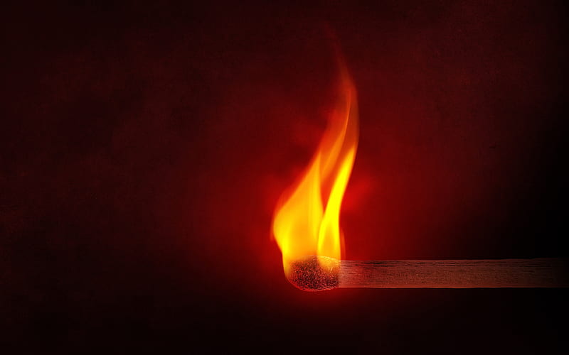 Fire, flame, burning match, sulfur, HD wallpaper