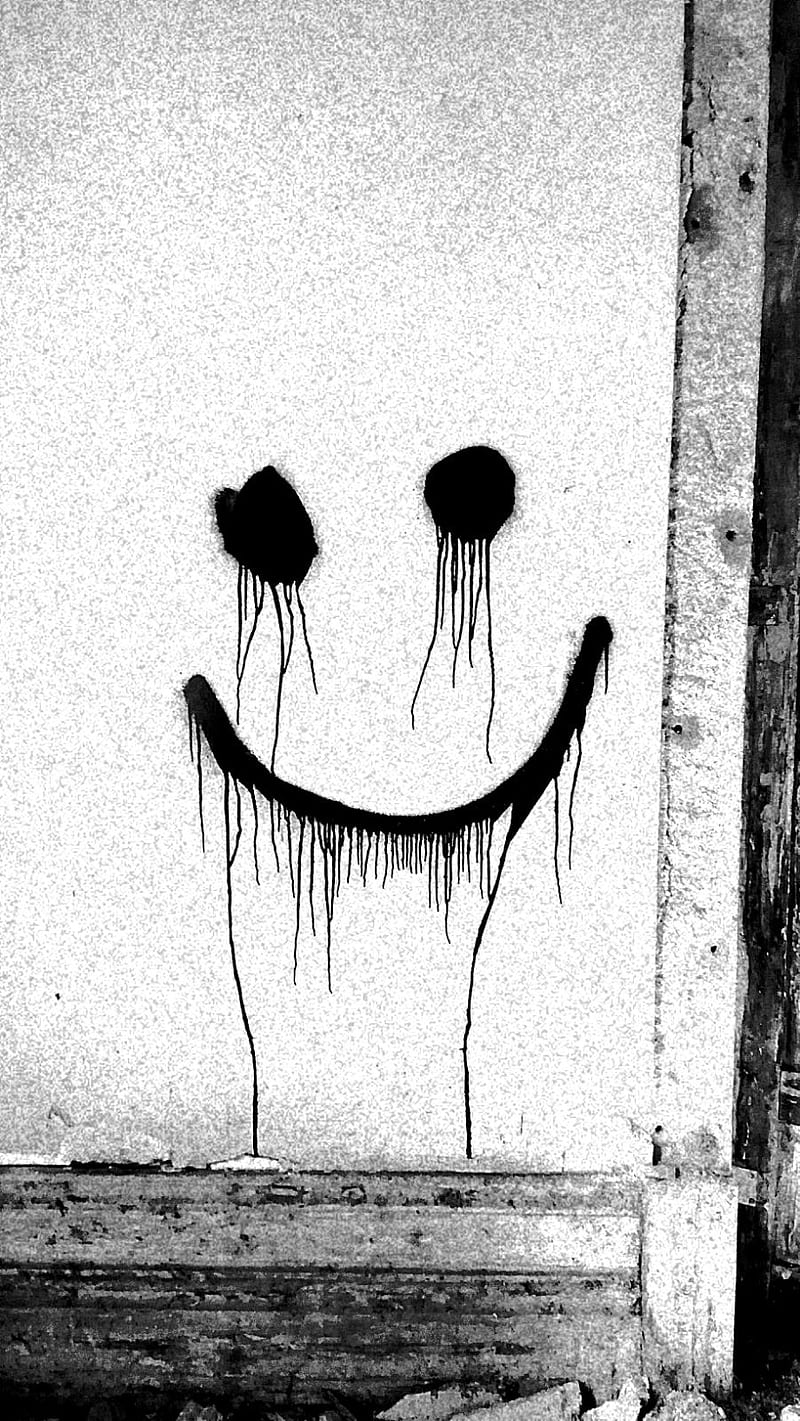 sad smile black and white