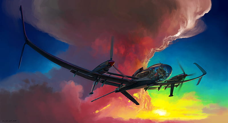 Glide Over Sunset , artist, artwork, digital-art, artstation, HD wallpaper