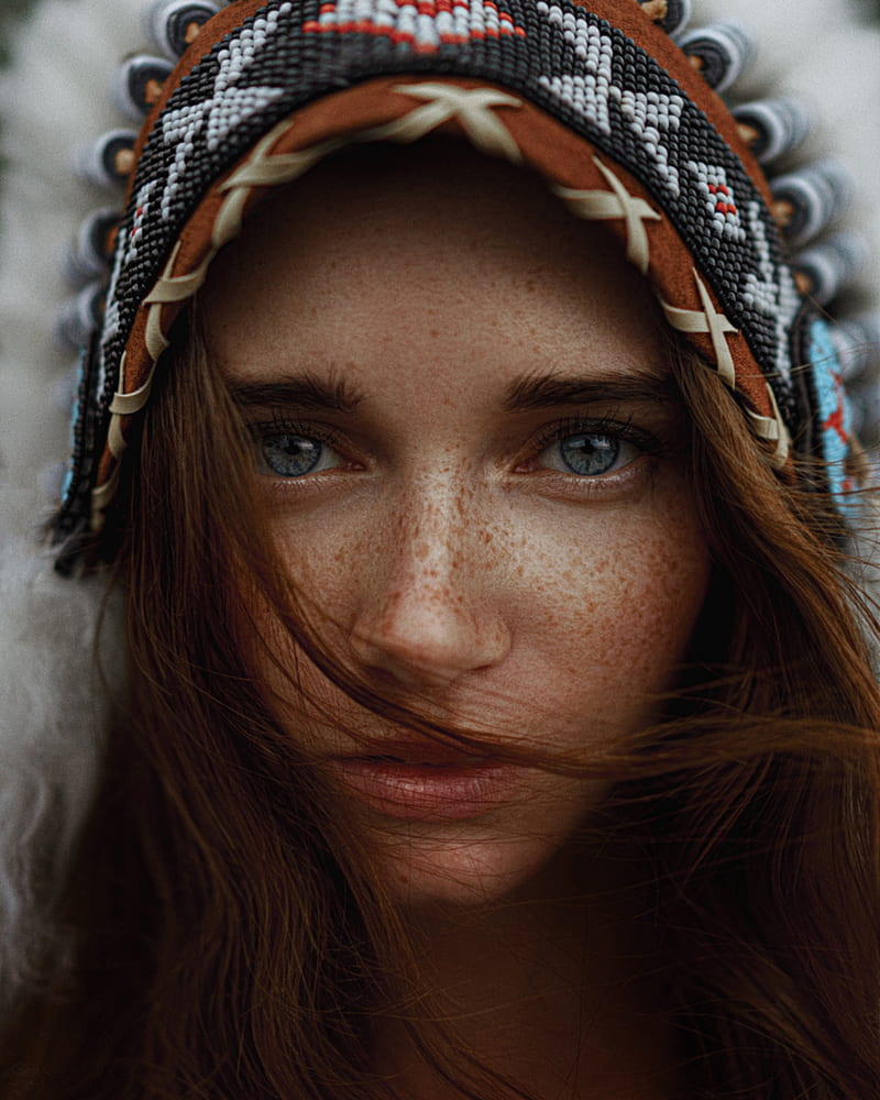 Georgy Chernyadyev, Anastasia Nelen, face, women, redhead, freckles, HD phone wallpaper