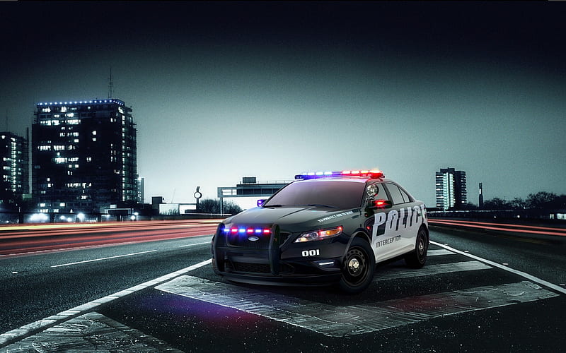 police car, police, road, ford, car, HD wallpaper