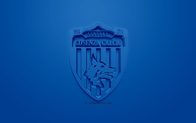 Cosenza Calcio, creative 3D logo, blue background, 3d emblem, Italian football club, Serie B, Cosenza, Italy, 3d art, football, stylish 3d logo, HD wallpaper