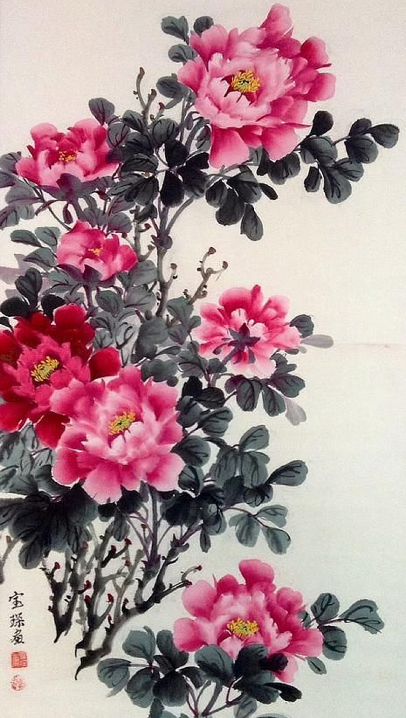 Flower, painting, HD phone wallpaper