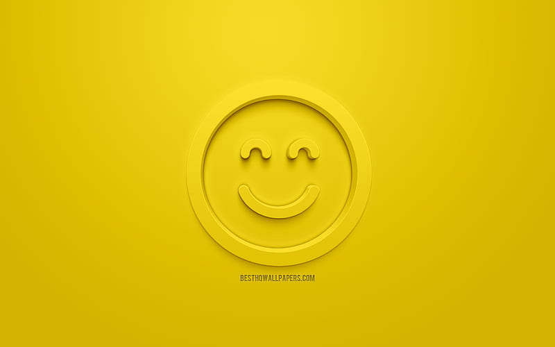 Smiling face 3d icon, Smiling emoticon square face, emotions concepts, smile 3d icons, happy face icon, 3d Smiley, raising mood, 3d smiles, yellow background, creative 3d art, emotions 3d icons, square smiling face, HD wallpaper