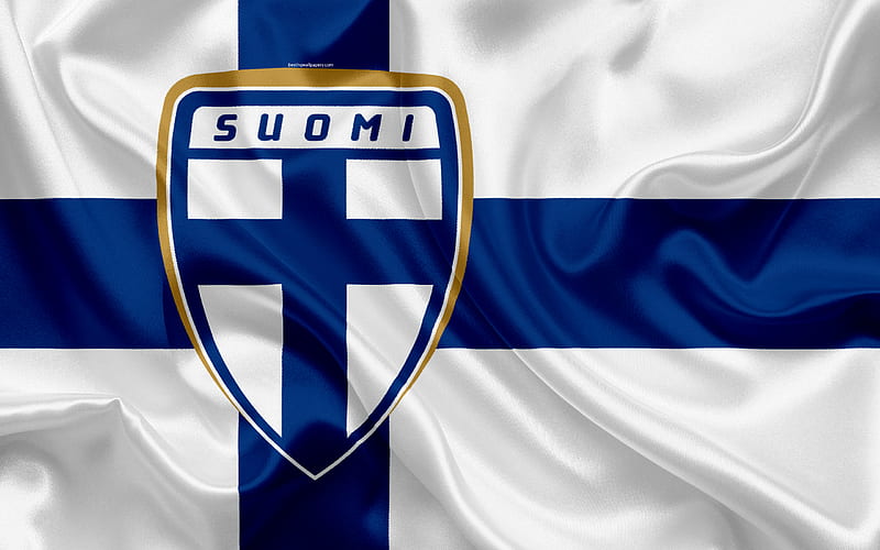 Finland national football team, emblem, logo, flag, Europe, flag of Finland, football, World Cup, HD wallpaper