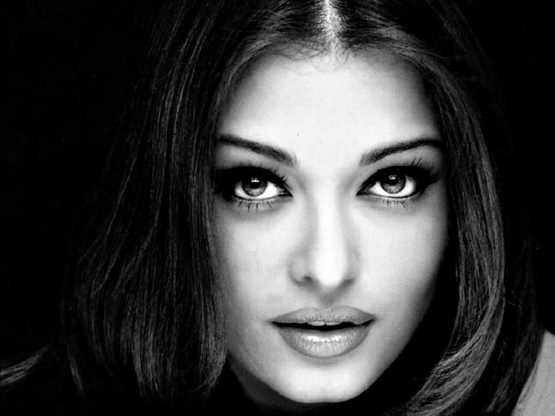 Aishwarya Rai, girl, actress, black, beauty, face, white, woman, HD wallpaper